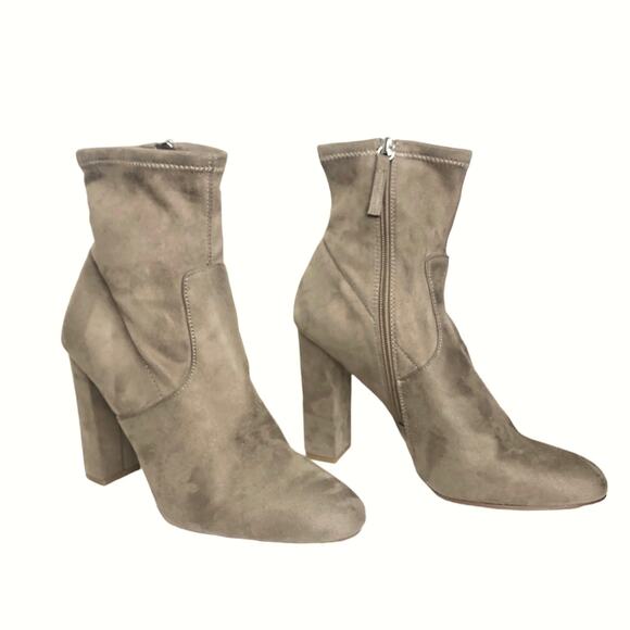 Steve Madden Heeled Sock Boot Tan Suede Almond Toe 10 - Picture 12 of 12